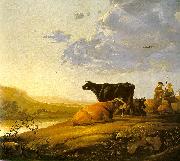 CUYP, Aelbert Young Herdsman with Cows fdg painting